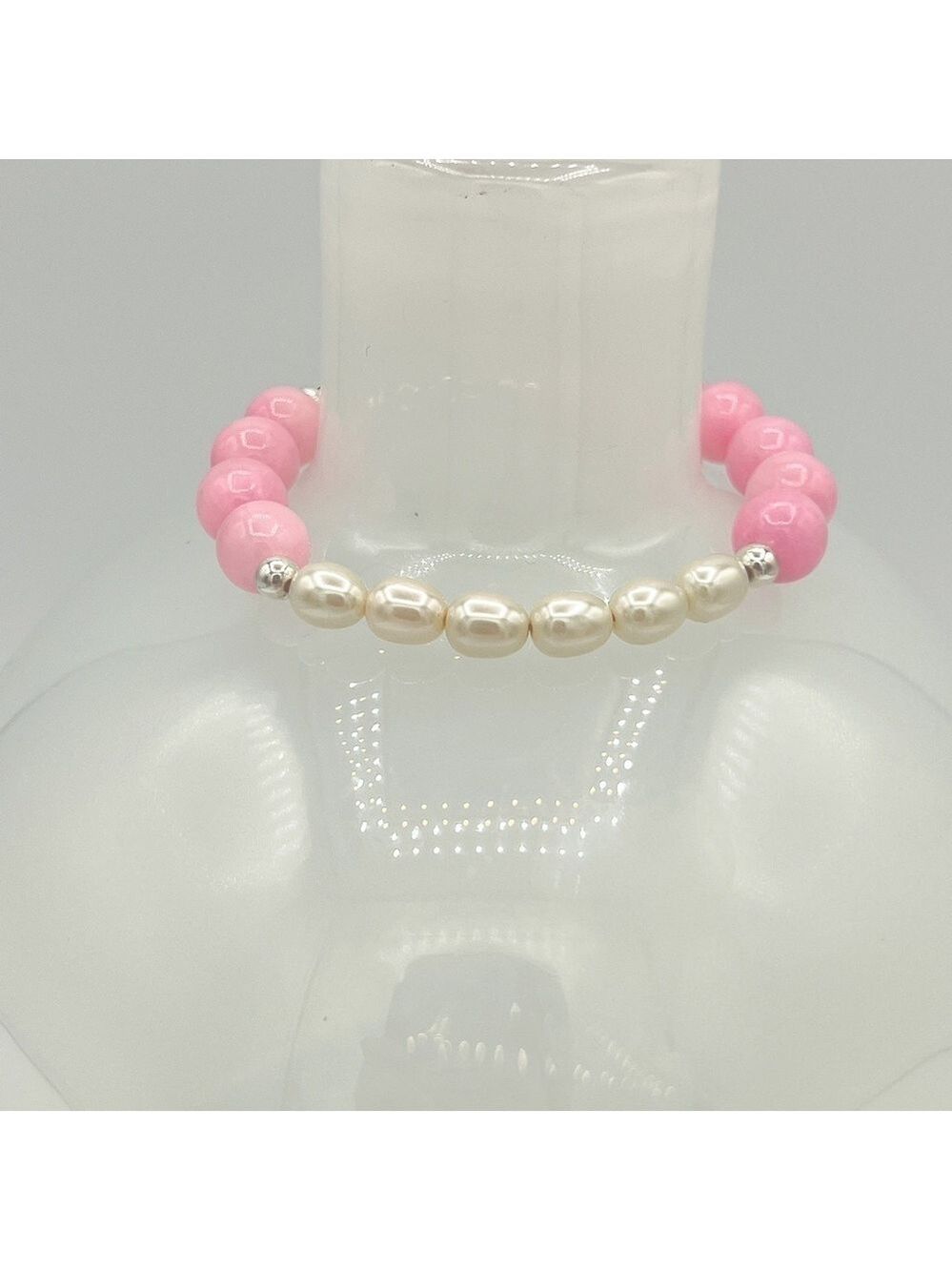 Light orchid natural jade and fresh water pearl choker and bracelet set - Picture 7 of 7